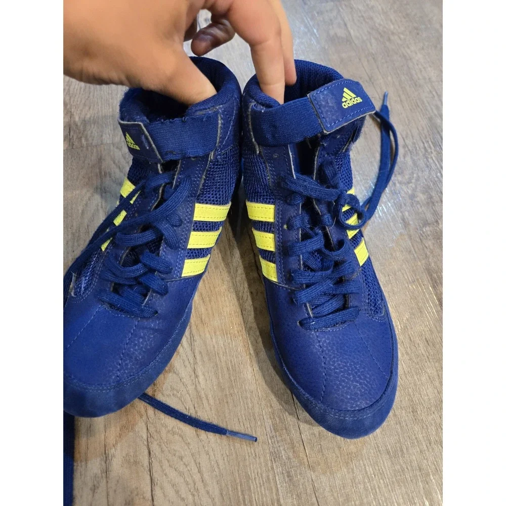 Adidas HVC Wrestling Shoes Royal Blue & Neon Yellow BD7637 Size 4